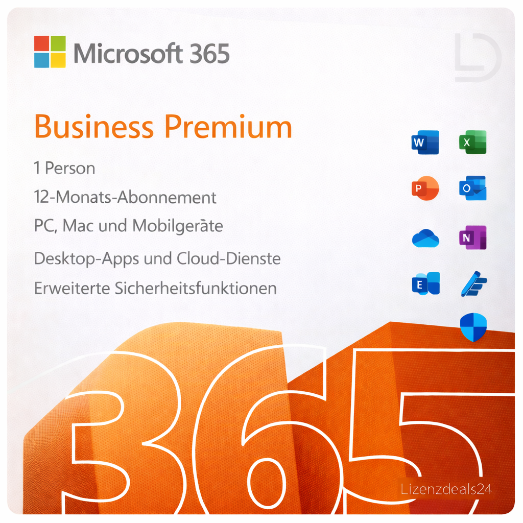 Microsoft 365 Business Premium | Desktop-Apps & Advanced Security | 12-Monats-Abonnement | Enterprise-Grade IT für KMU
