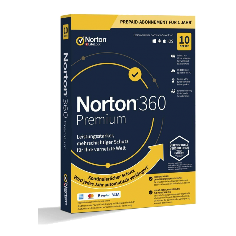 Norton 360 Premium 10 Geräte 1 Jahr + 75 GB
