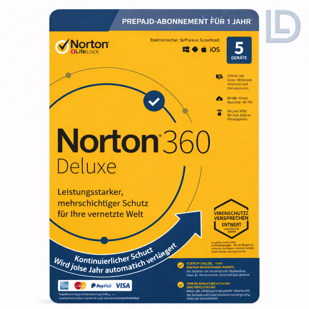 Norton 360 Deluxe 5 Geräte 1 Jahr + 50 GB