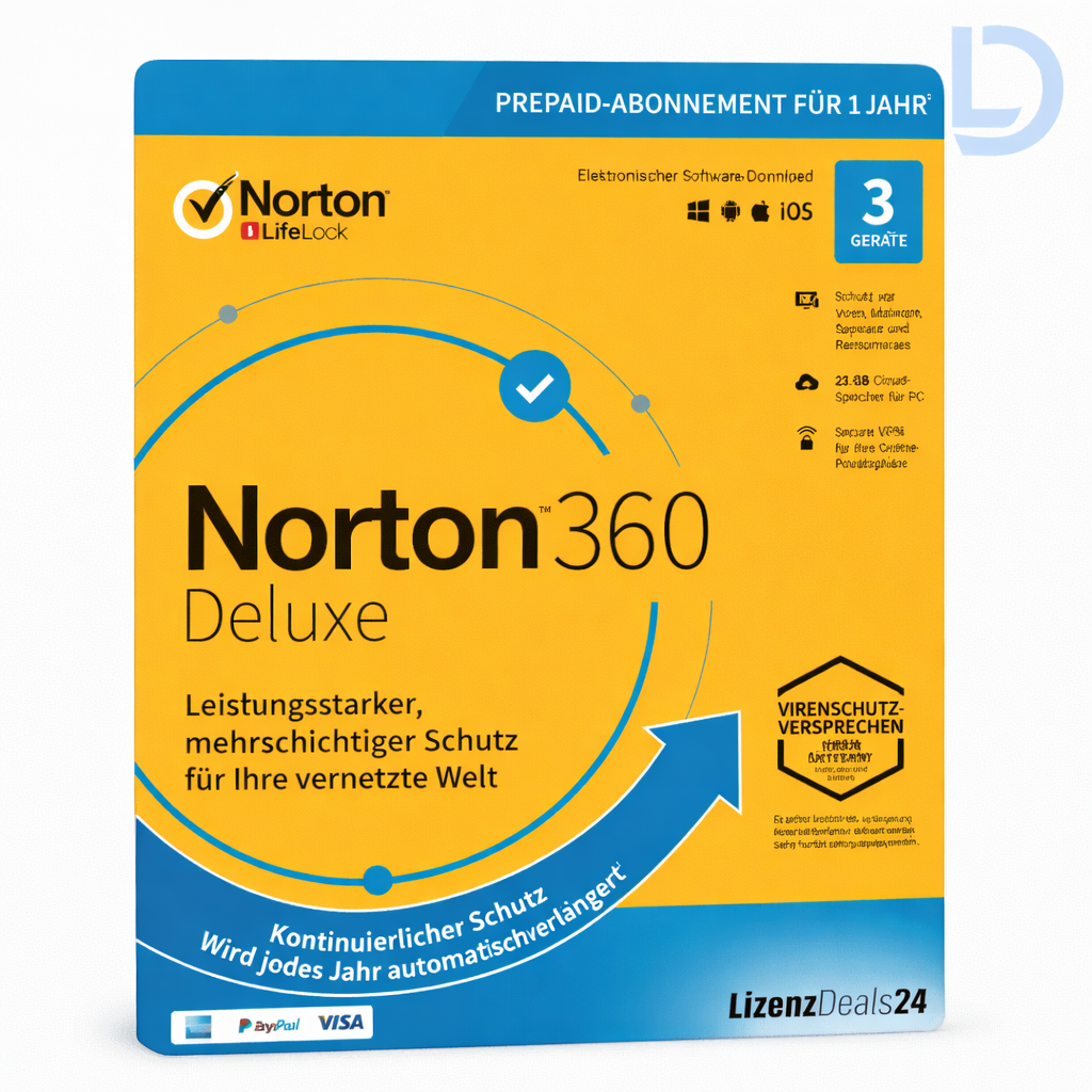 Norton 360 Deluxe 3 Geräte 1 Jahr + 25 GB 