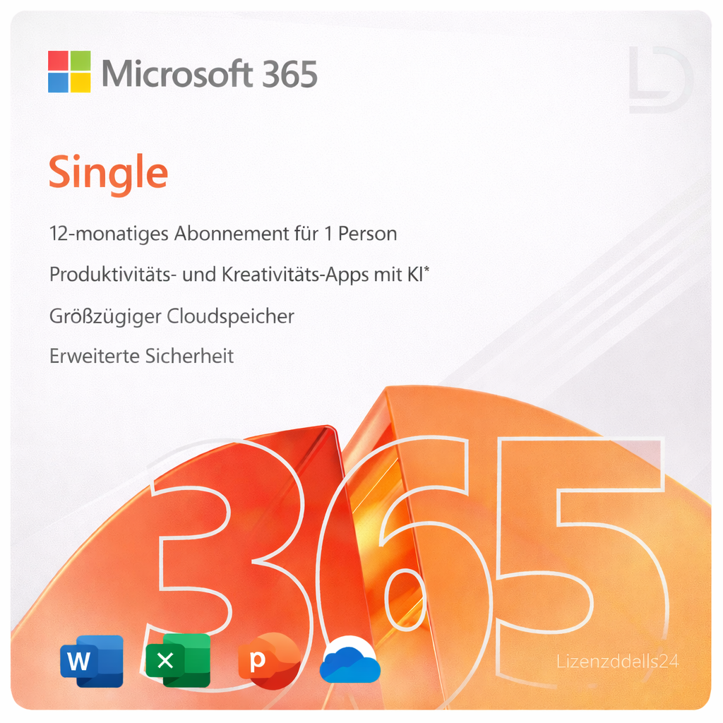 Microsoft 365 Single | Einzelnutzer-Lizenz | Premium-Produktivitäts-Suite | 12-Monats-Abonnement | Multi-Plattform