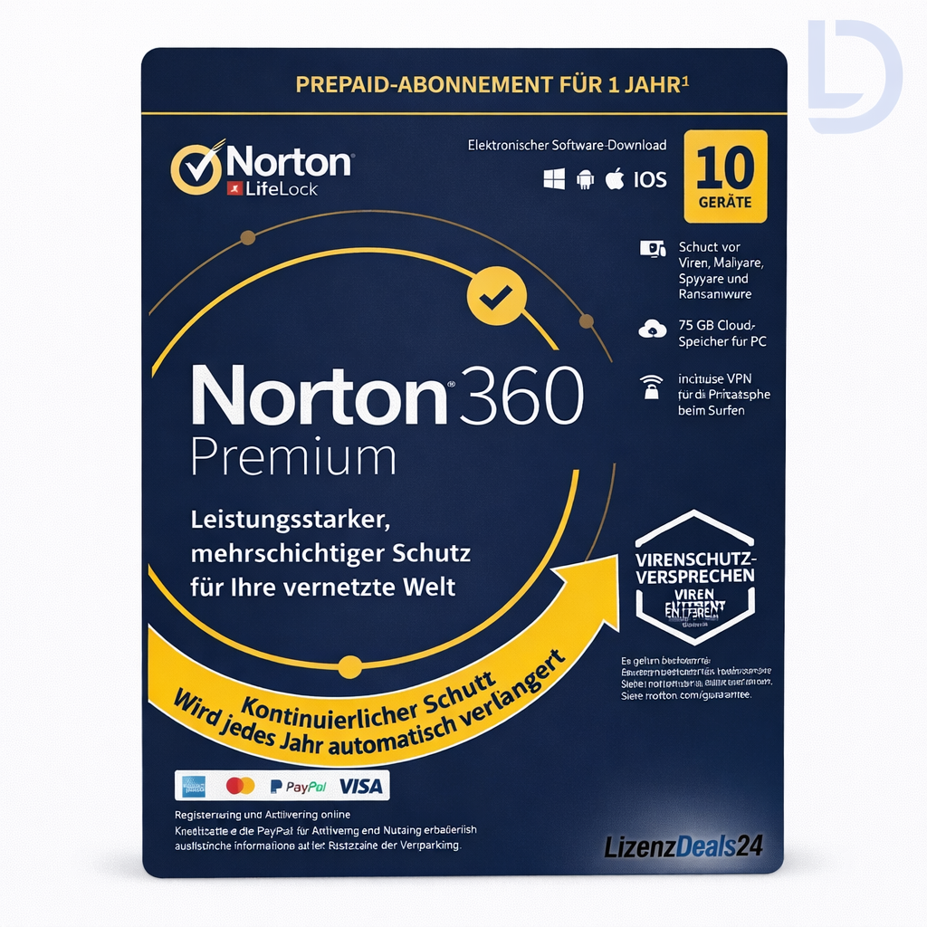 Norton 360 Premium 10 Geräte 1 Jahr + 75 GB