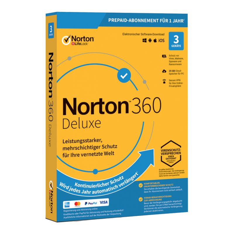Norton 360 Deluxe 3 Geräte 1 Jahr + 25 GB 